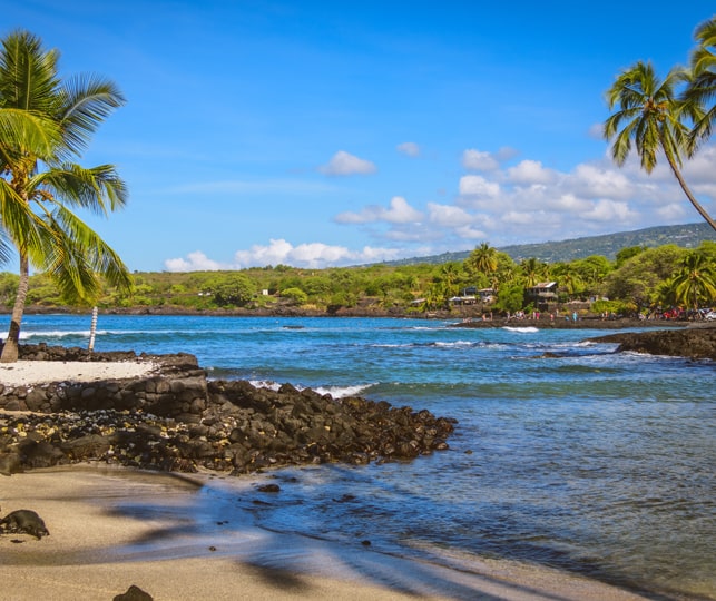 photograph of Hawaii beach bay landscape.